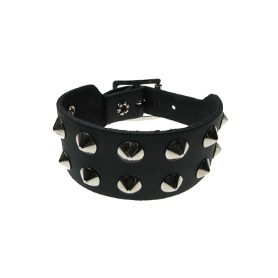 Bullet 69 Funky Punk - 2 row conical Polsband - Zwart/Zilverkleurig